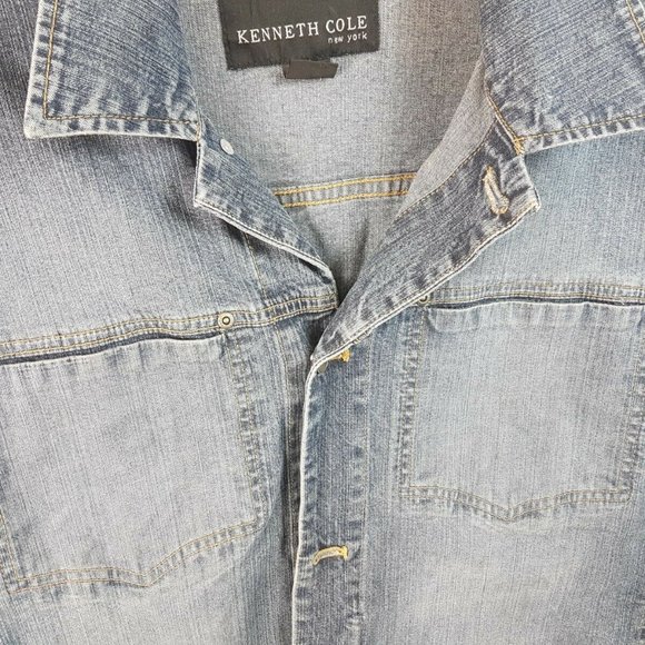 Kenneth Cole Denim Blue Long Sleeve Shirt Men's XL Casual Button Up - Picture 10 of 12